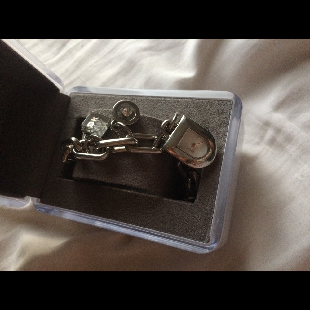 SOLD DKNY silver NEW Charm watch time piece