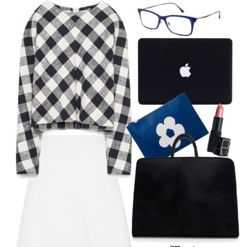 Zara Japanese Checkered Crop Top M