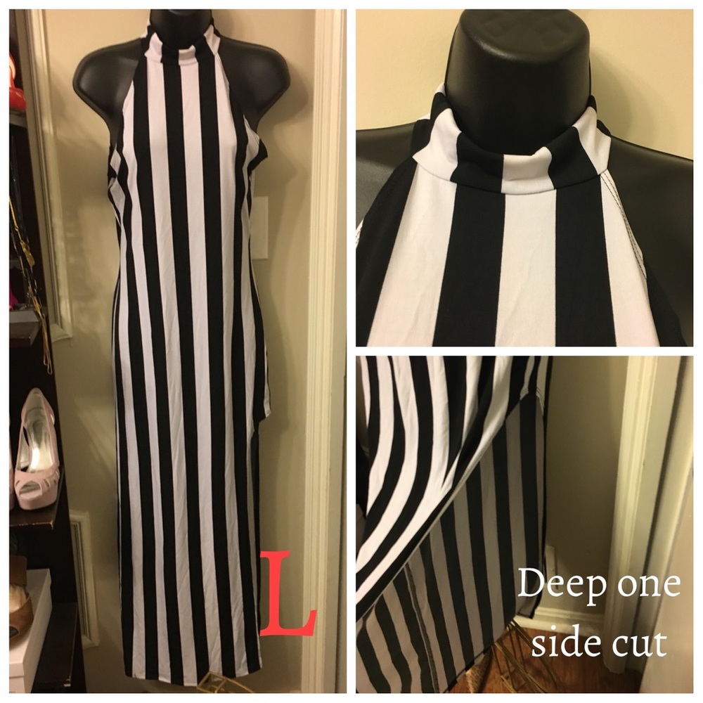 Sexy Fitted Deep Split Turtleneck Dress Size L