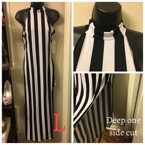 Sexy Fitted Deep Split Turtleneck Dress Size L