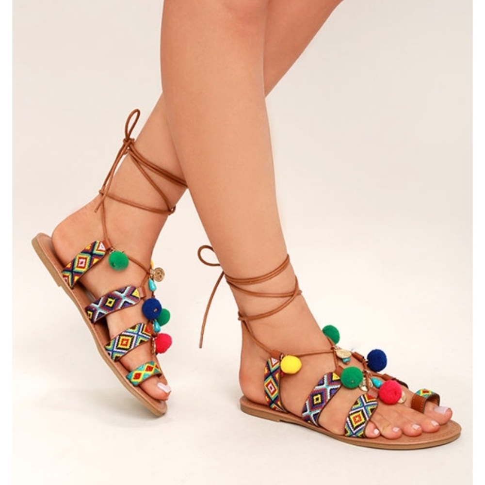 Steve Madden PomPom Laceup Sandals