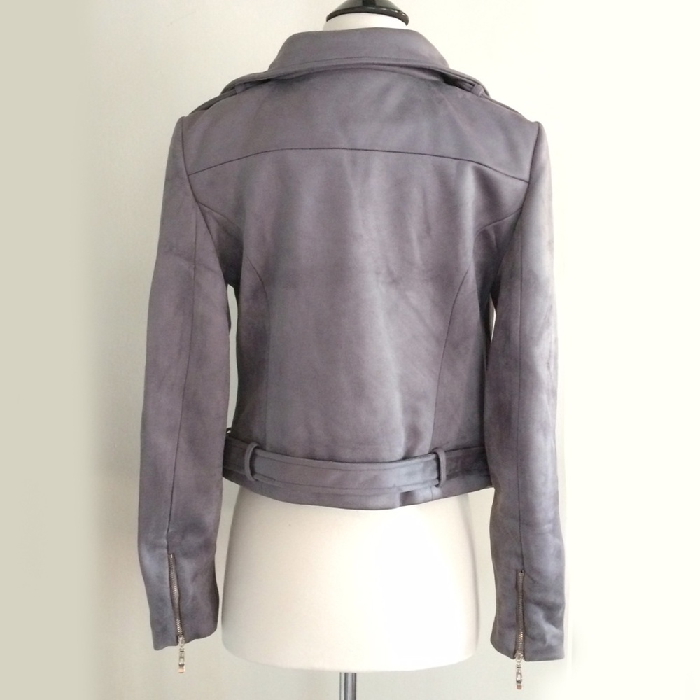 Romeo & Juliet Couture Grey Suede Moto Jacket - Picture 3 of 7