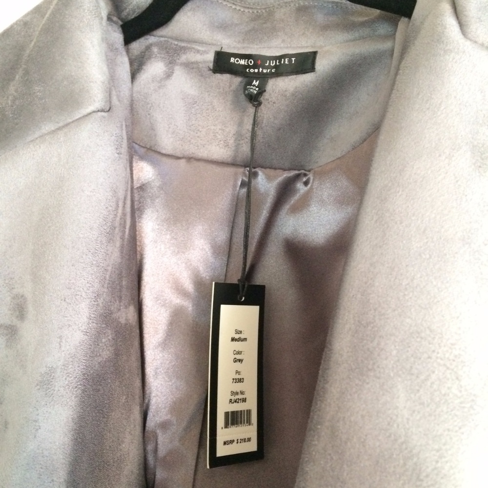 Romeo & Juliet Couture Grey Suede Moto Jacket - Picture 5 of 7