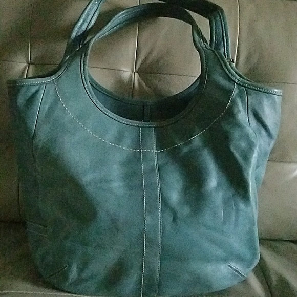 Coach XL Turquoise Leather Ergo Legacy Tote #10744 - Picture 3 of 7