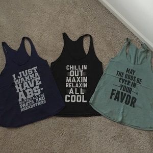 Bundle of graphic workout tanks!