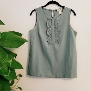 Dusty blue sleeveless blouse medallion blouse