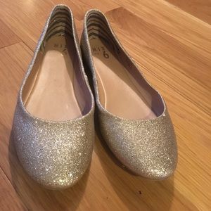 Gold Glitter Flats Size 10