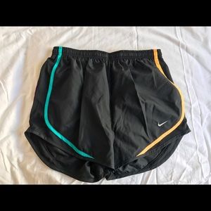 Nike tempo shorts in black with multi stripes