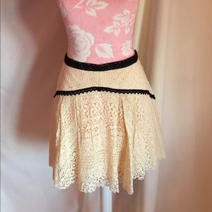 Free People crochet cream skirt