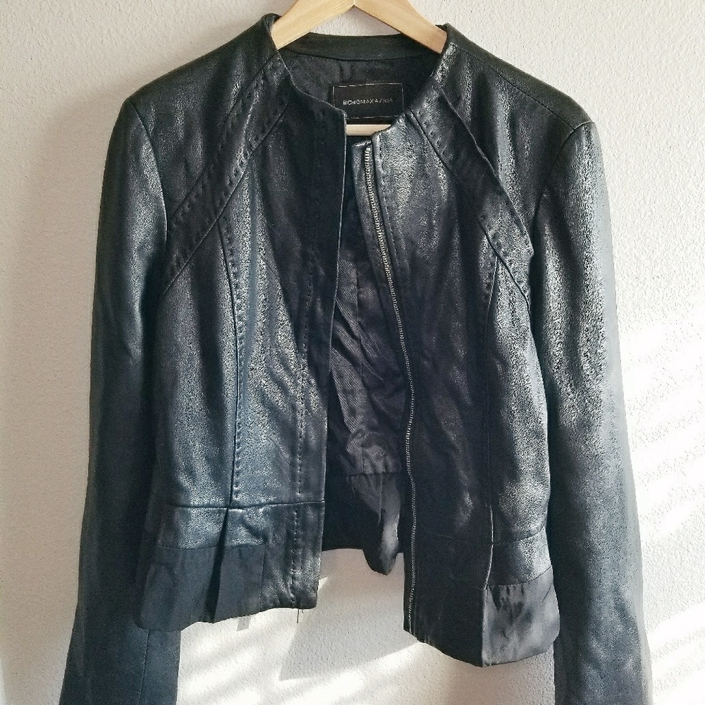 BCBG Max Azria Black Leather Jacket - 100% Leather