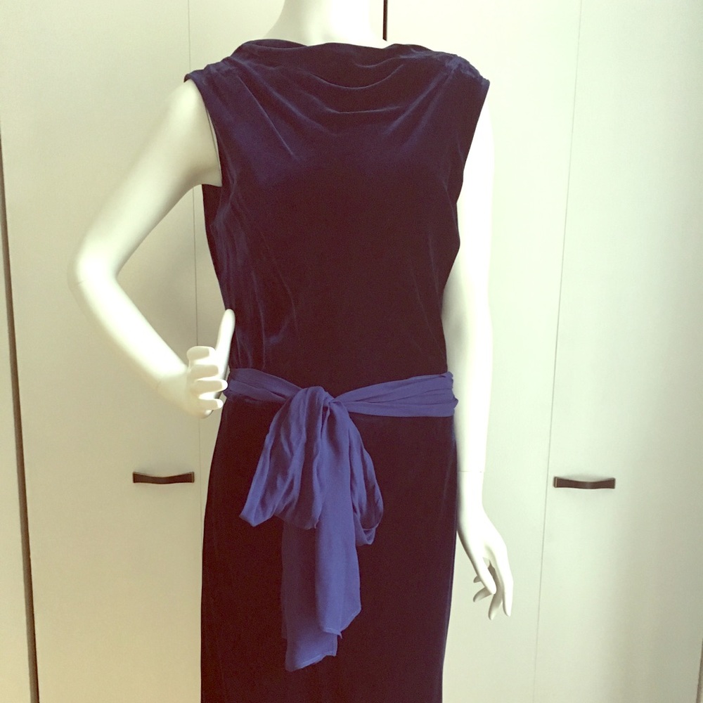 BCBGMaxAzria blue velvet cocktail dress