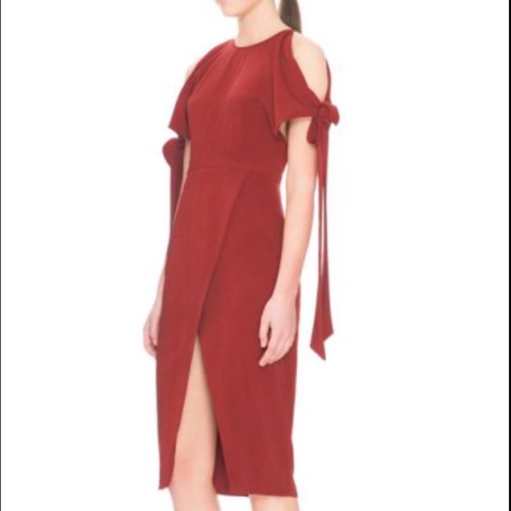 Keepsake Red Cold Shoulder Midi Dress