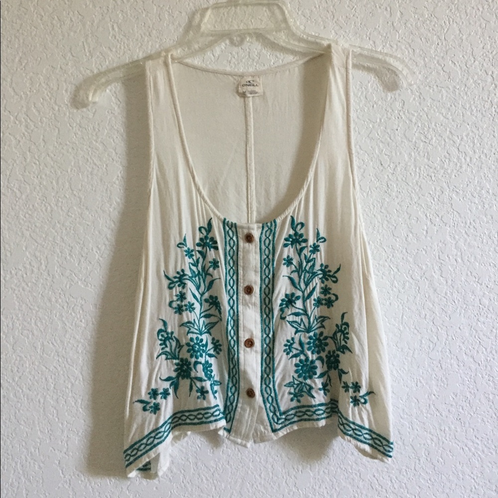 Ivory embroidered tank by O'Neill