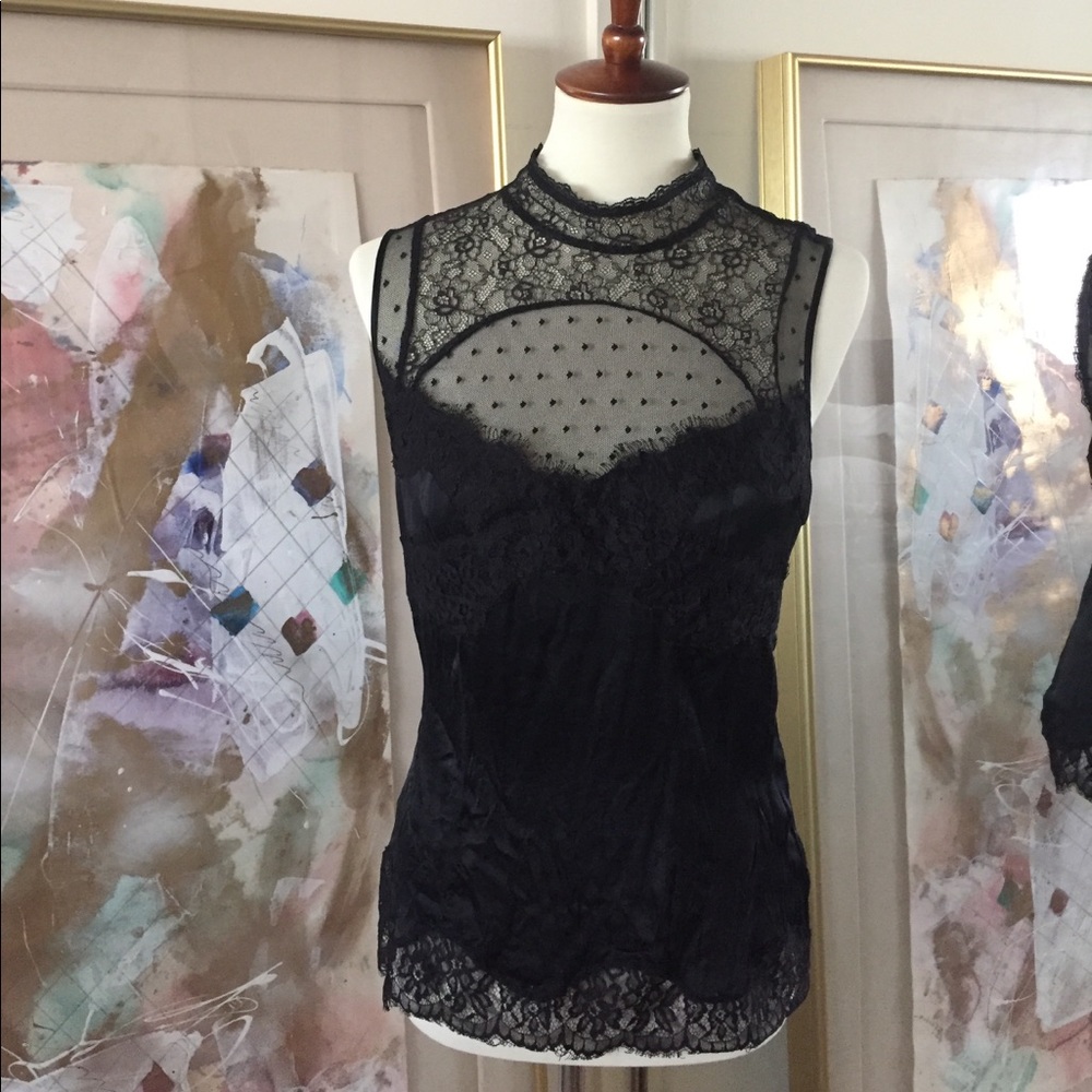Bebe lace satin top