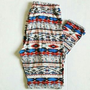 Shosho aztec blue white and red leggings