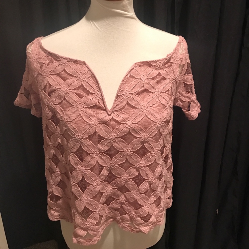 Charlotte Russe Off the Shoulder Lace Shirt