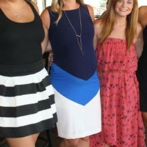 Blue color block dress