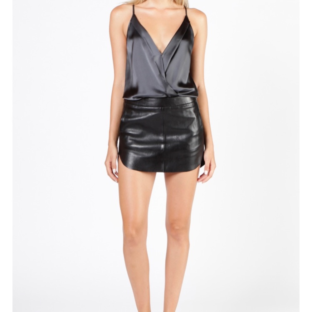 Michelle mason black leather skirt