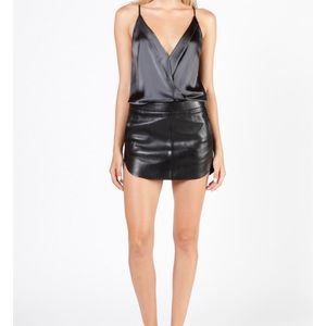 Michelle mason black leather skirt