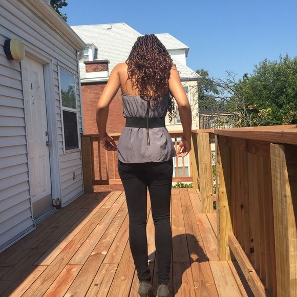 Forever 21 Gray Ruffle Front Tube Top - Picture 3 of 7