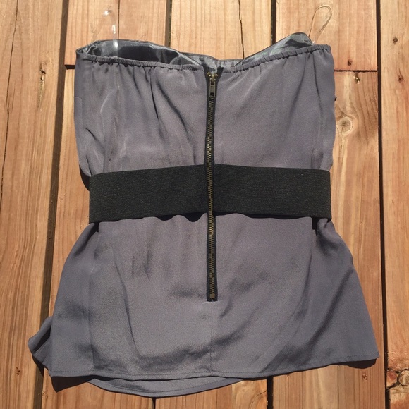 Forever 21 Gray Ruffle Front Tube Top - Picture 7 of 7