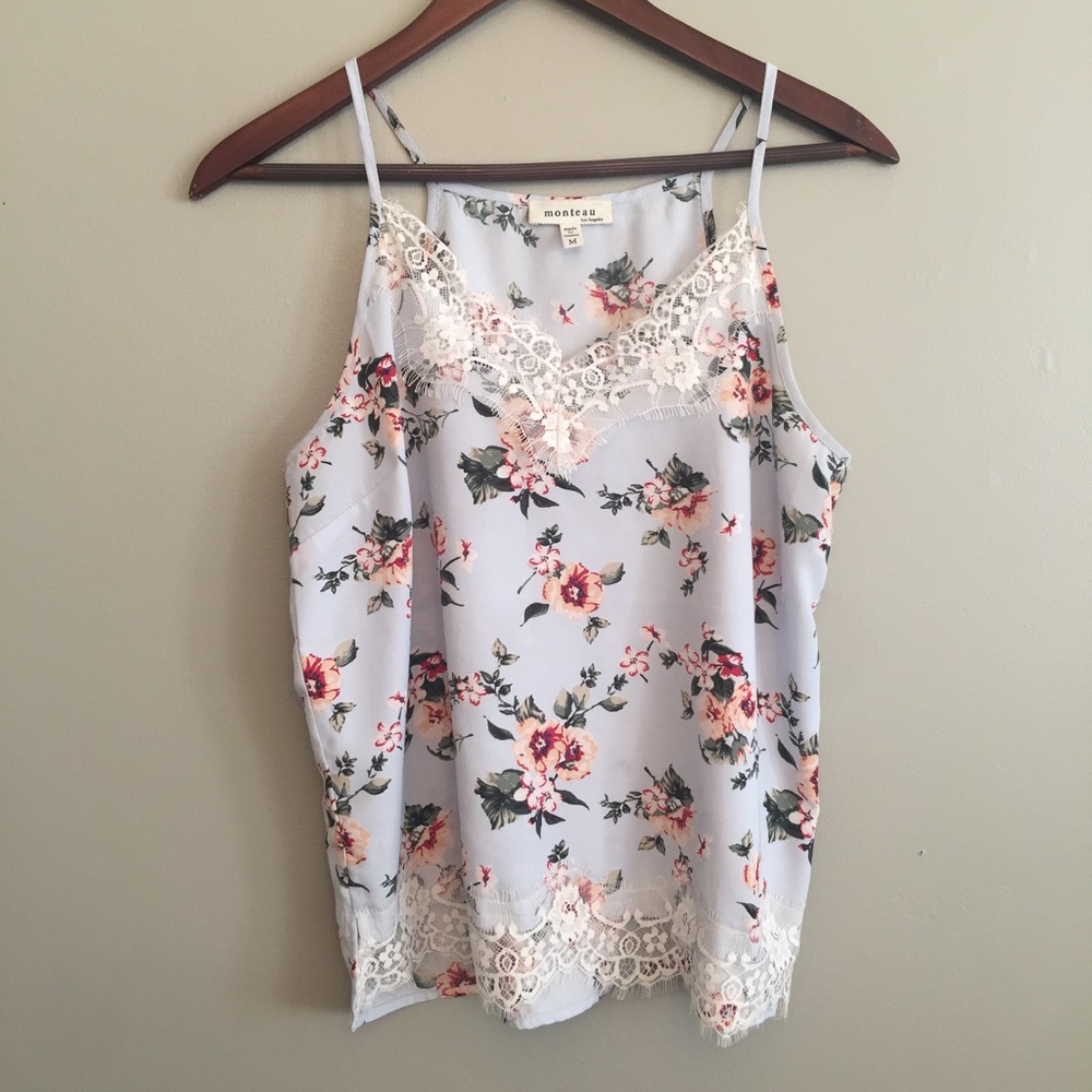 Pretty lace and floral tank top
