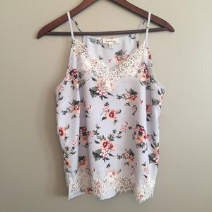 Pretty lace and floral tank top
