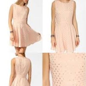 New Forever 21 peach with gold polka dot dress