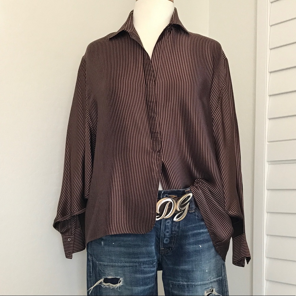 Elizabeth & James vertical striped blouse