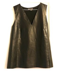 Vince Black Lamb Skin V-Neck Sleeveless Top (12)