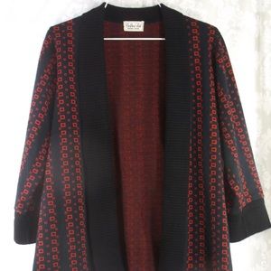 VINTAGE open cardigan red/black circa 1960’s L