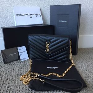 Saint Laurent monogramme envelope chain wallet