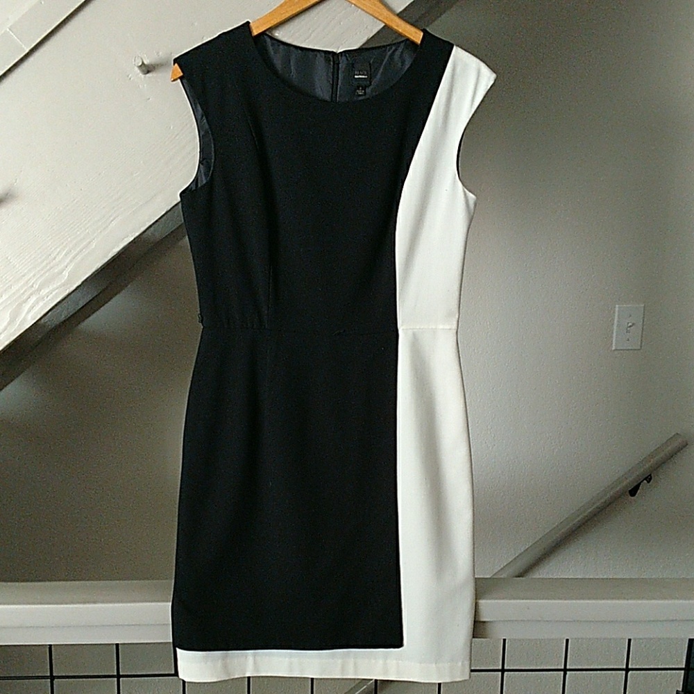Black and white color block dress