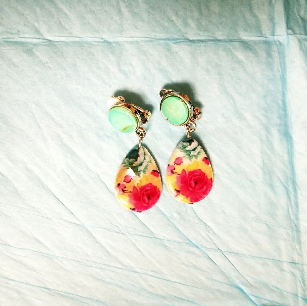 Beautiful Rose Clip On Earrings