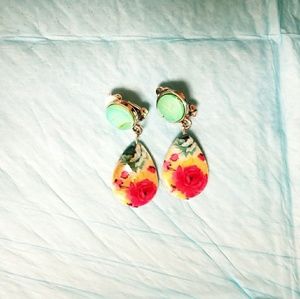 Beautiful Rose Clip On Earrings