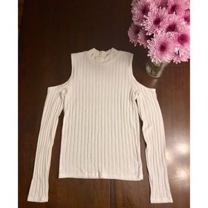 Cream Cold Shoulder Long Sleeve Shirt