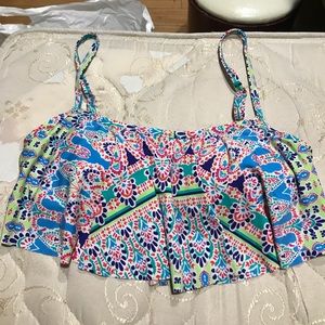 Multi colored pattern bikini top
