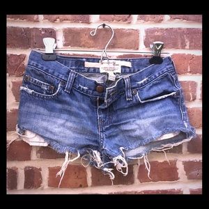 A&F Cut-off Frayed Blue Jean Shorts