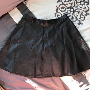 American Eagle Black Leather Skater Skirt