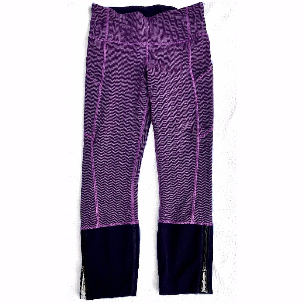Lululemon Purple Herringbone Rebel RunCrops Size 8