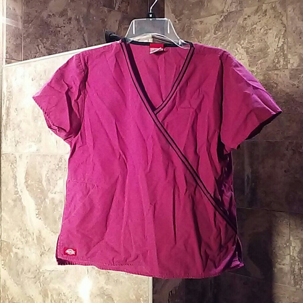 Bright pink with black around edging scrub top