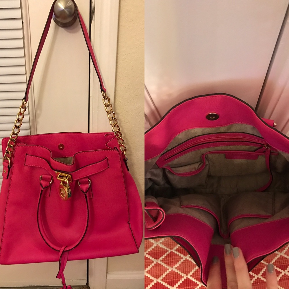 Used brand new hot pink Micheal kors tote