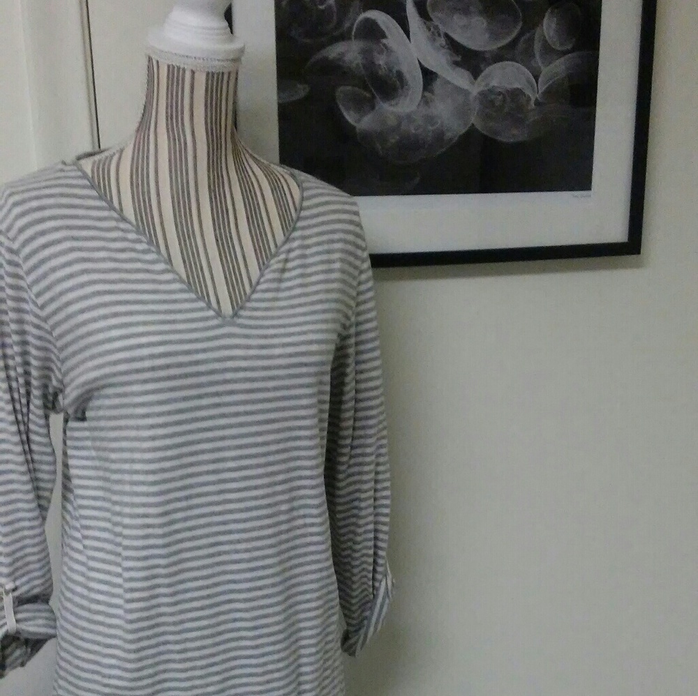 Gray and white striped dress