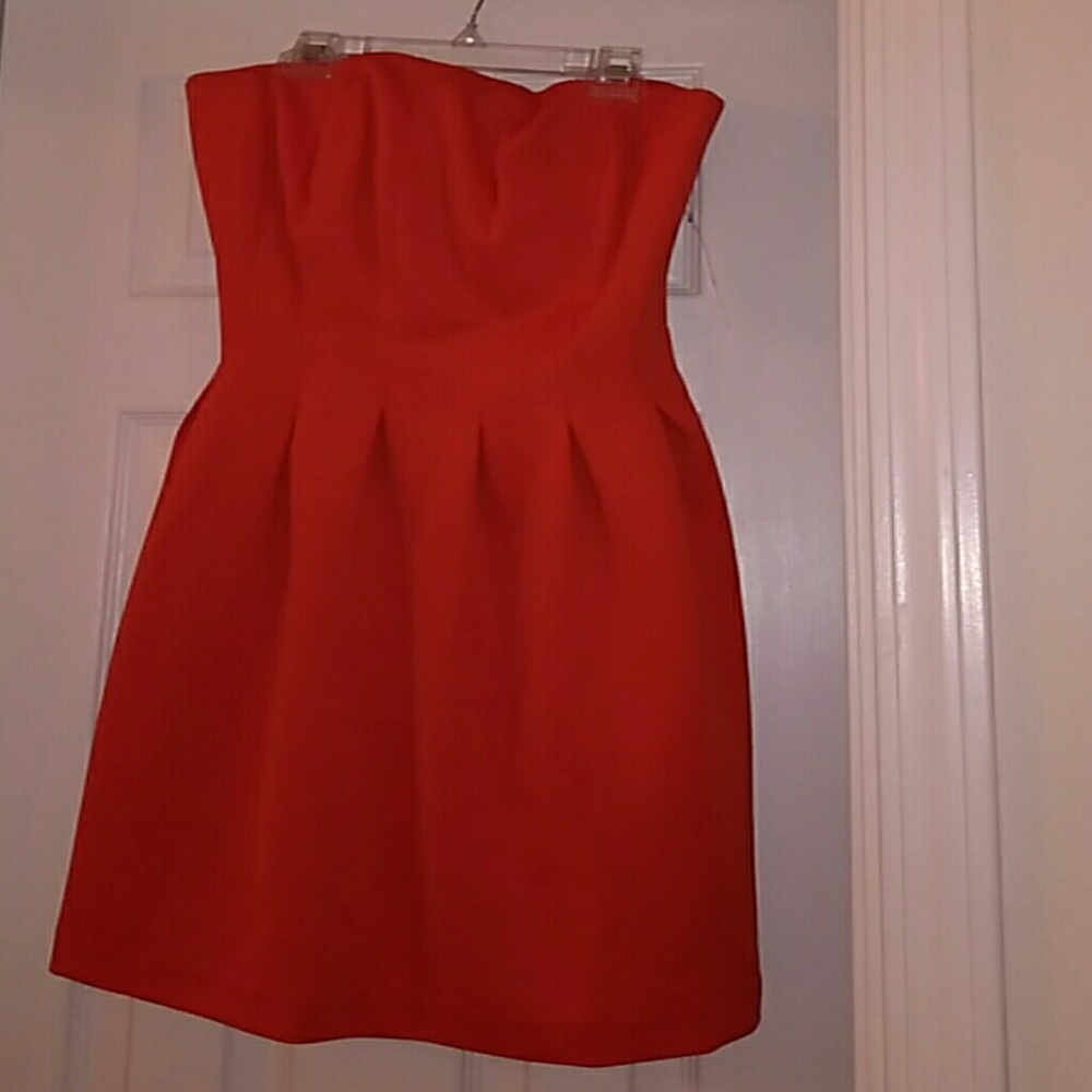 New York & Company Orange Strapless Dress, Size L