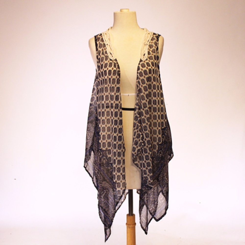 Boho Sheer Patterned Layering Vest