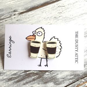 Coffee mug studs earrings