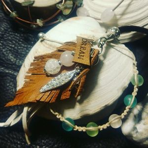 Handmade Bohemian style leather necklace.