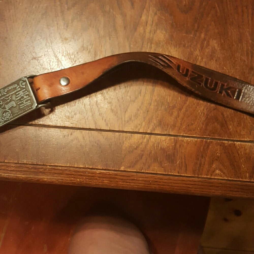 70's Suzuki Leather Belt with Sears Roebuck Buckle
