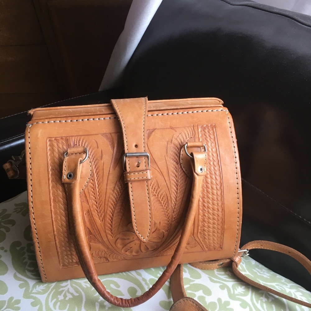 Hand Tooled Leather Crossbody Bag
