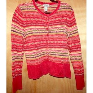 XL red tribal pattern button down cardigan